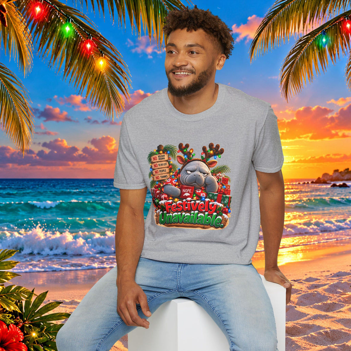 Festively Unavailable Christmas Manatee T-Shirt