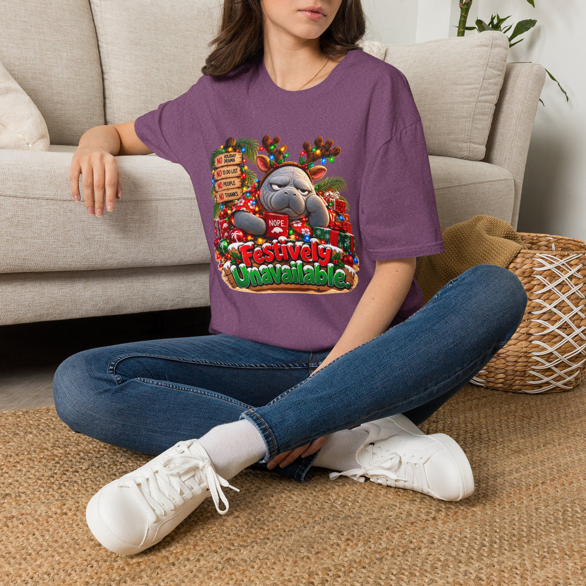 Festively Unavailable Christmas Manatee T-Shirt
