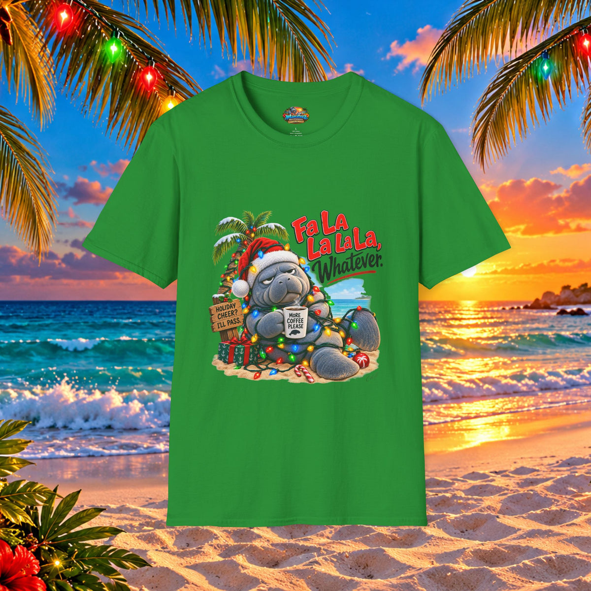 Fa La La La La Tropical Christmas Manatee T-Shirt