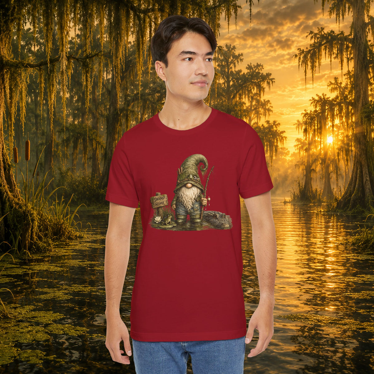 Swamp Gnome Shirt, Southern Swamp Life Tee, Fishing Gnome T-Shirt, Bayou Gnome Shirt, Alligator Gnome, Frog Lover Gift, Country Swamp Shirt