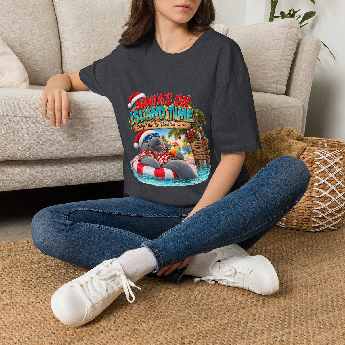 Santa’s on Island Time Christmas Beach T-Shirt