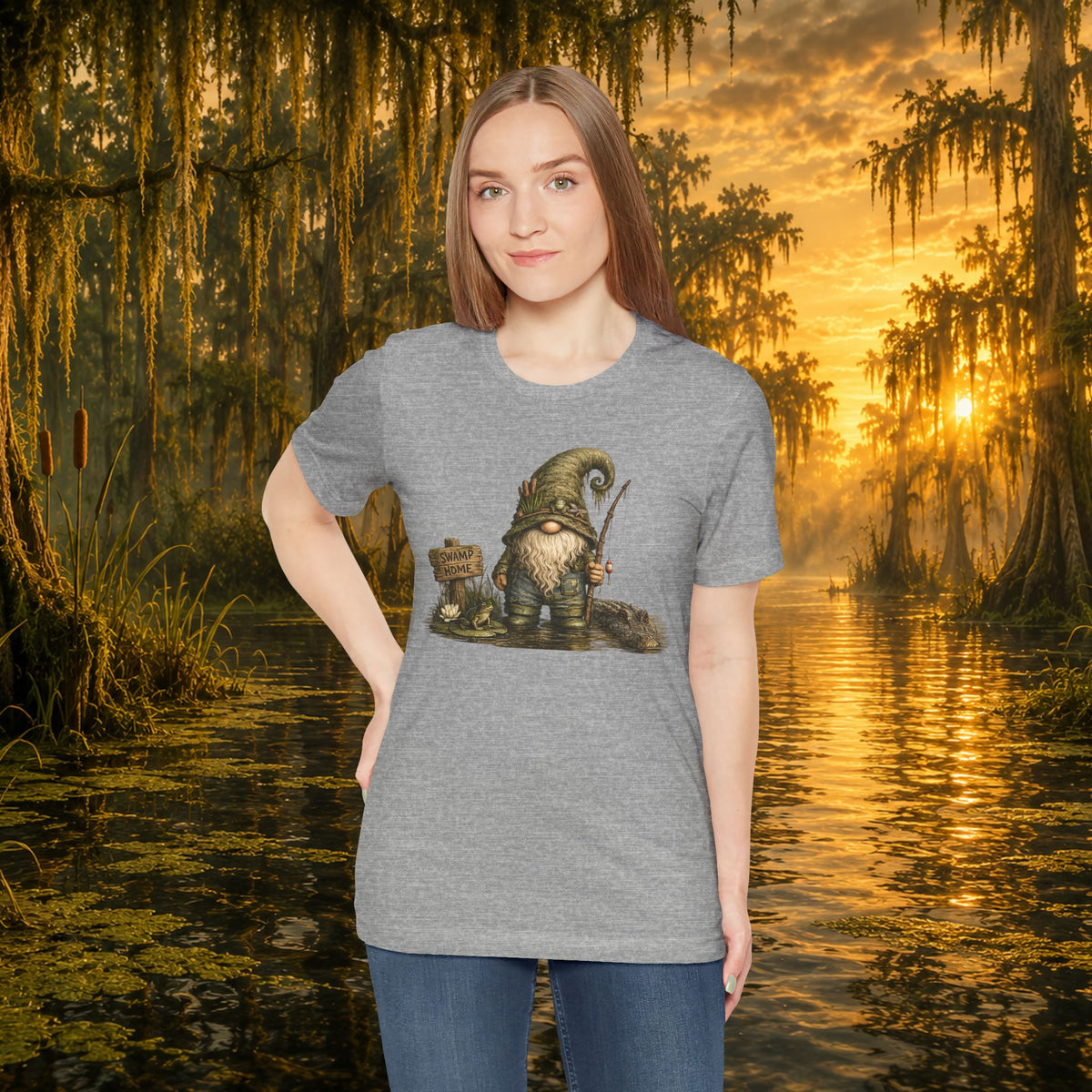 Swamp Gnome Shirt, Southern Swamp Life Tee, Fishing Gnome T-Shirt, Bayou Gnome Shirt, Alligator Gnome, Frog Lover Gift, Country Swamp Shirt