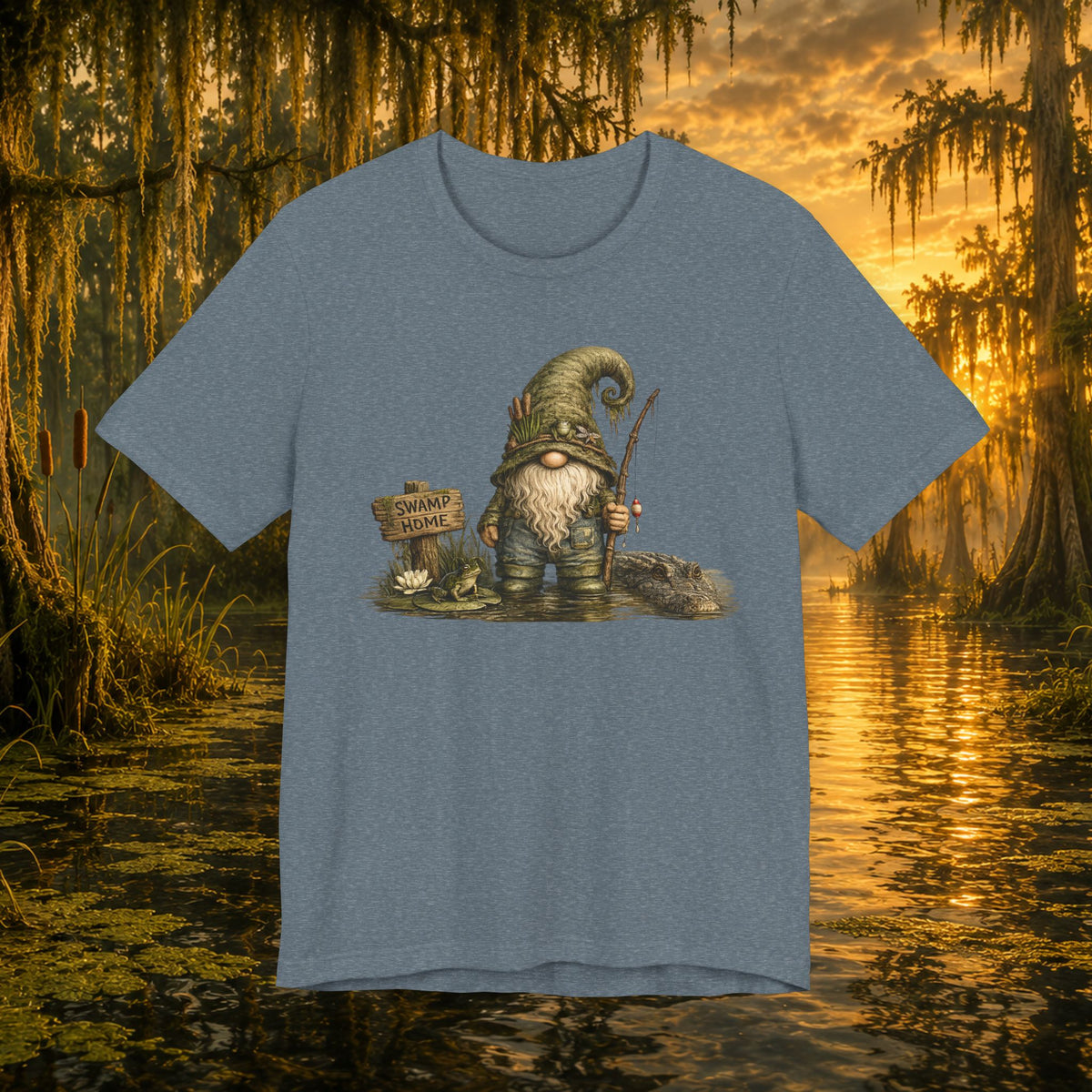 Swamp Gnome Shirt, Southern Swamp Life Tee, Fishing Gnome T-Shirt, Bayou Gnome Shirt, Alligator Gnome, Frog Lover Gift, Country Swamp Shirt