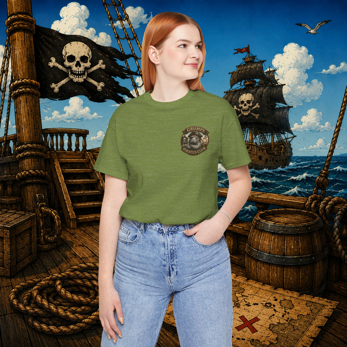 Beware of Old Pirates With Nothing Left to Prove | Grumpy Pirate Club Manatee T-Shirt