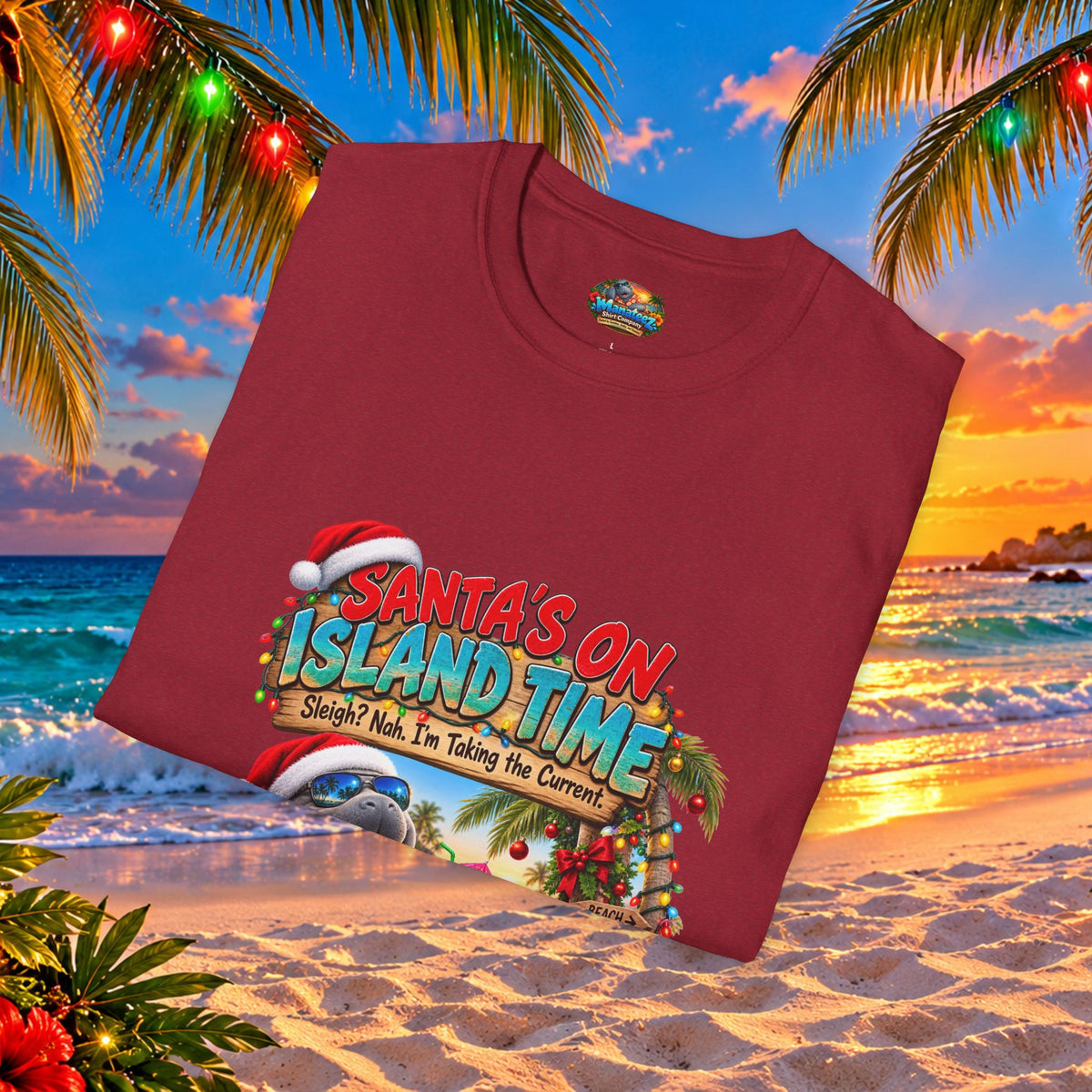 Santa’s on Island Time Christmas Beach T-Shirt
