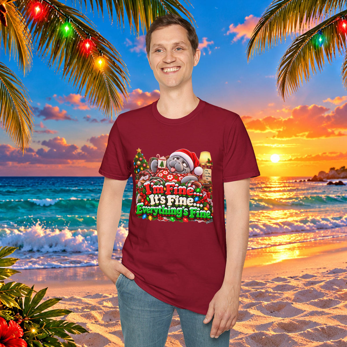 I’m Fine It’s Fine Everything’s Fine Christmas T-Shirt