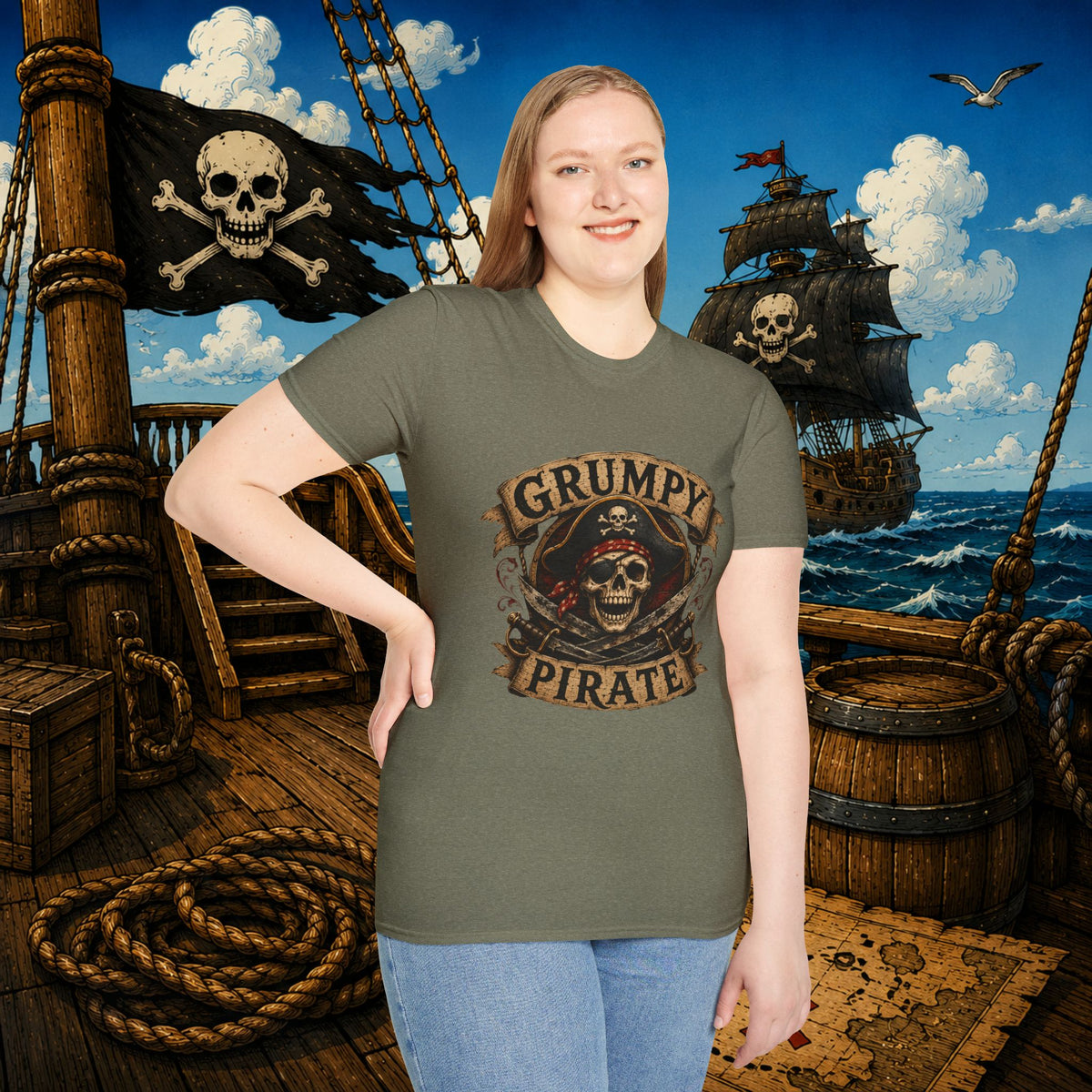 Grumpy Pirate Skull T-Shirt