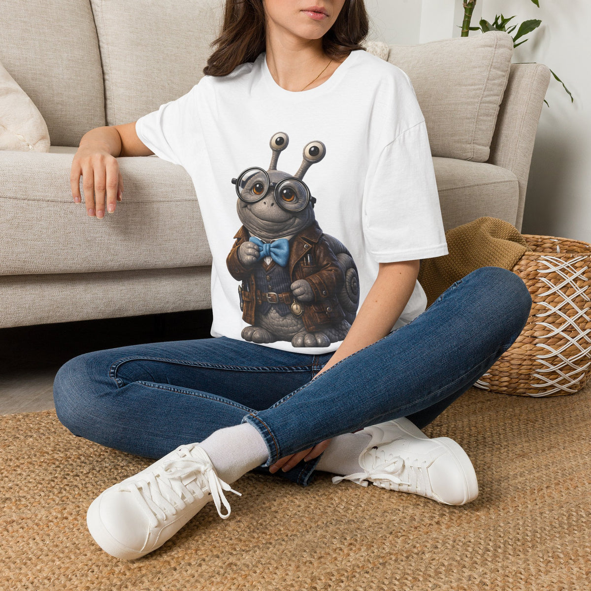 Cute Nerdy Snail Shirt | Steampunk Professor Snail Graphic Tee | Funny Bookworm Animal T-Shirt