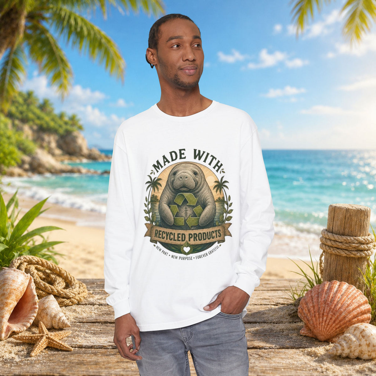 Made with Recycled Parts Funny Liver Transplant Manatee T-Shirt | Organ Donor Awareness Gift