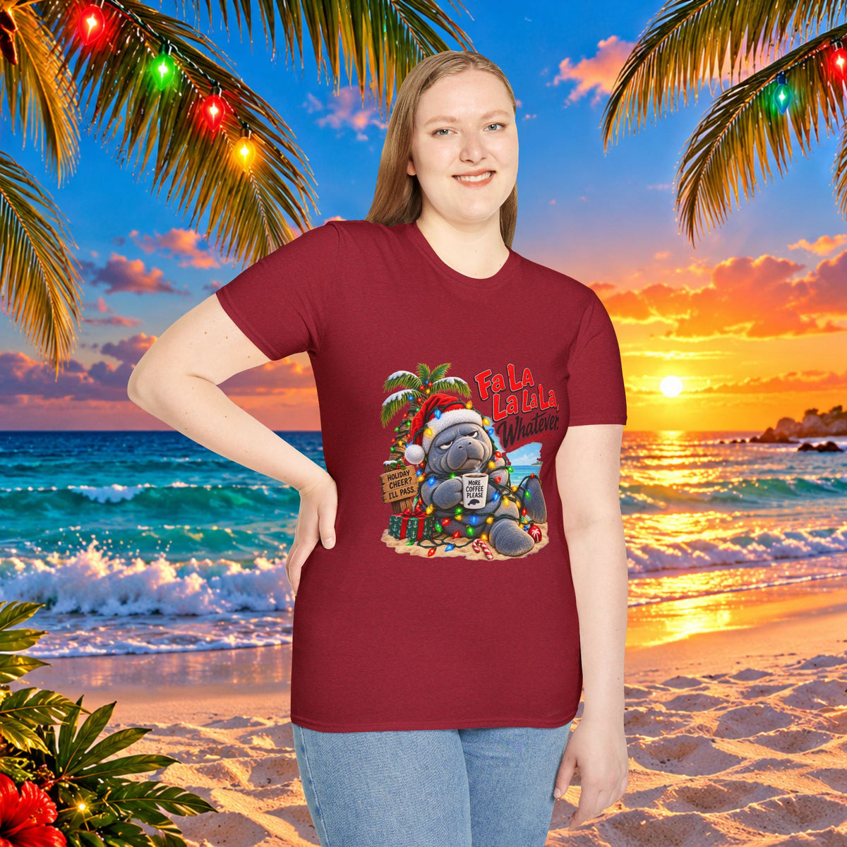 Fa La La La La Tropical Christmas Manatee T-Shirt