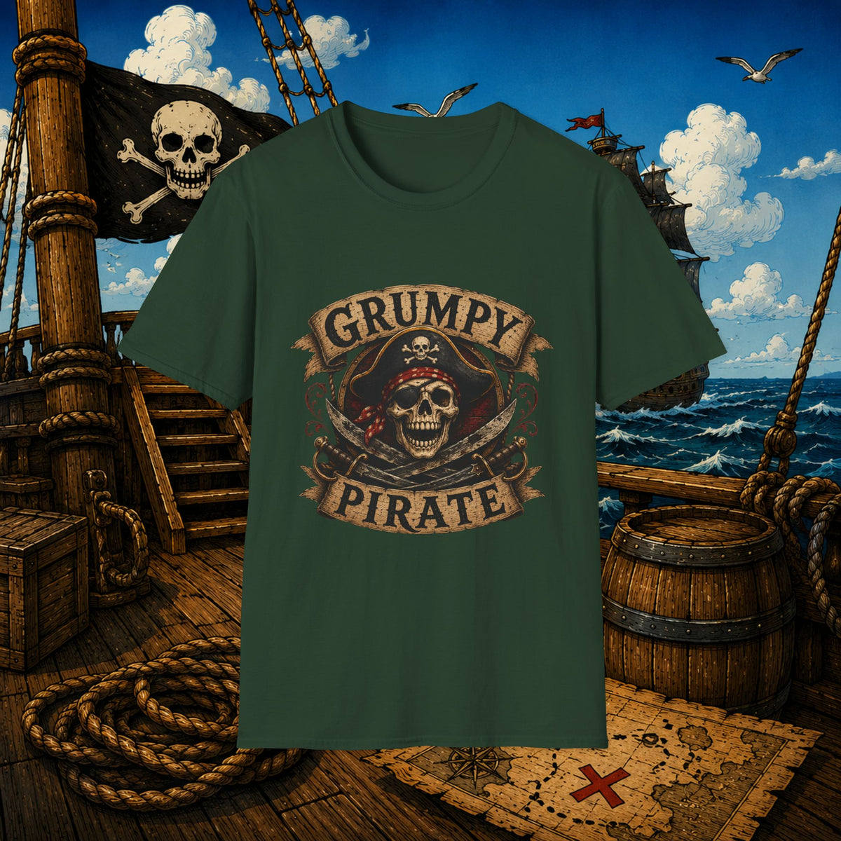 Grumpy Pirate Skull T-Shirt