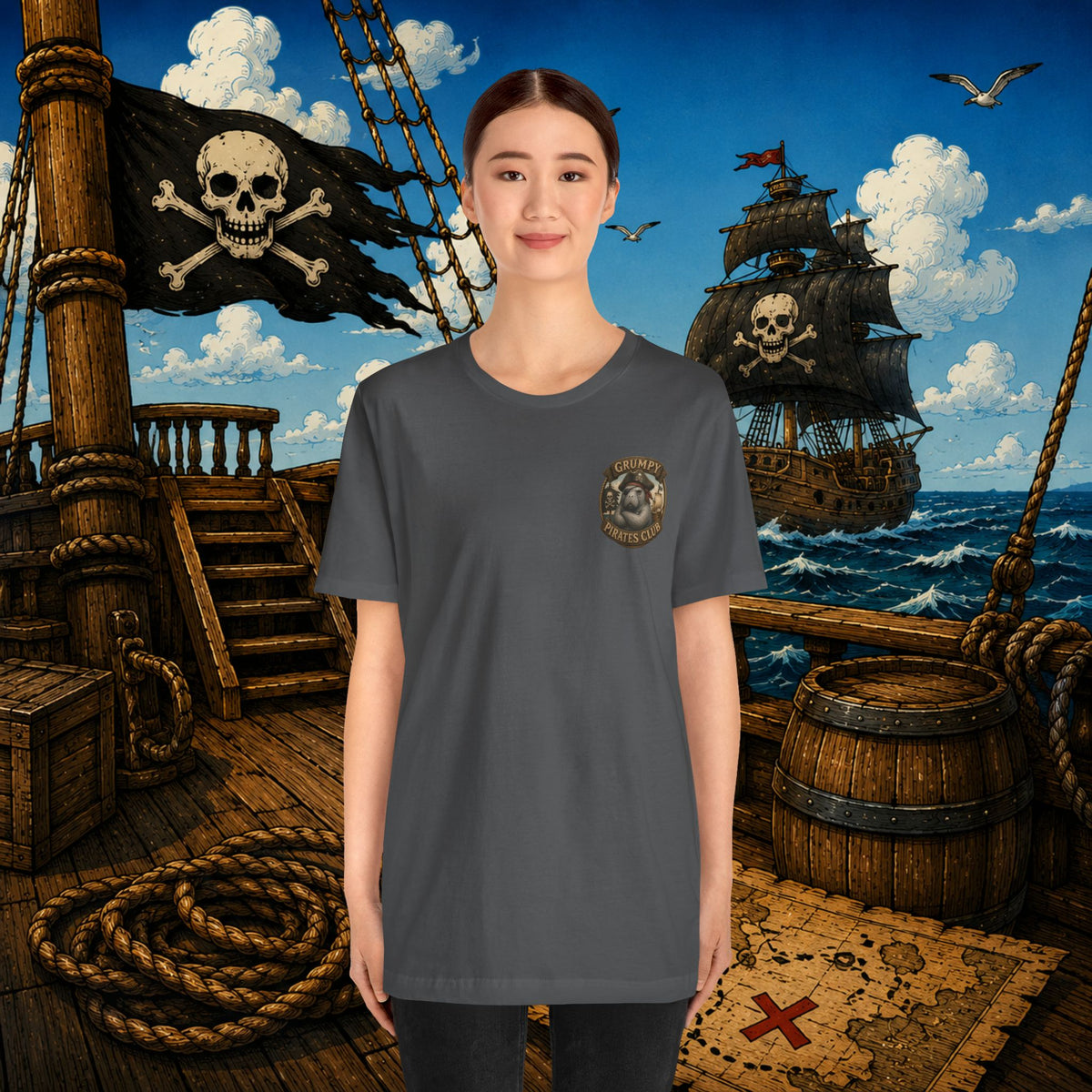 Beware of Old Pirates With Nothing Left to Prove | Grumpy Pirate Club Manatee T-Shirt