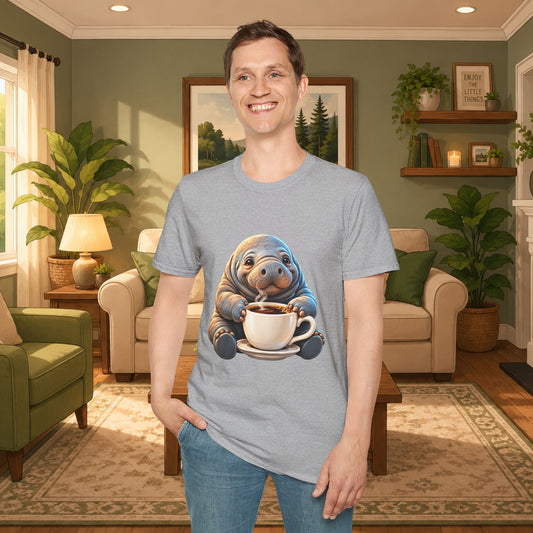Manatee Drinking Coffee T-Shirt