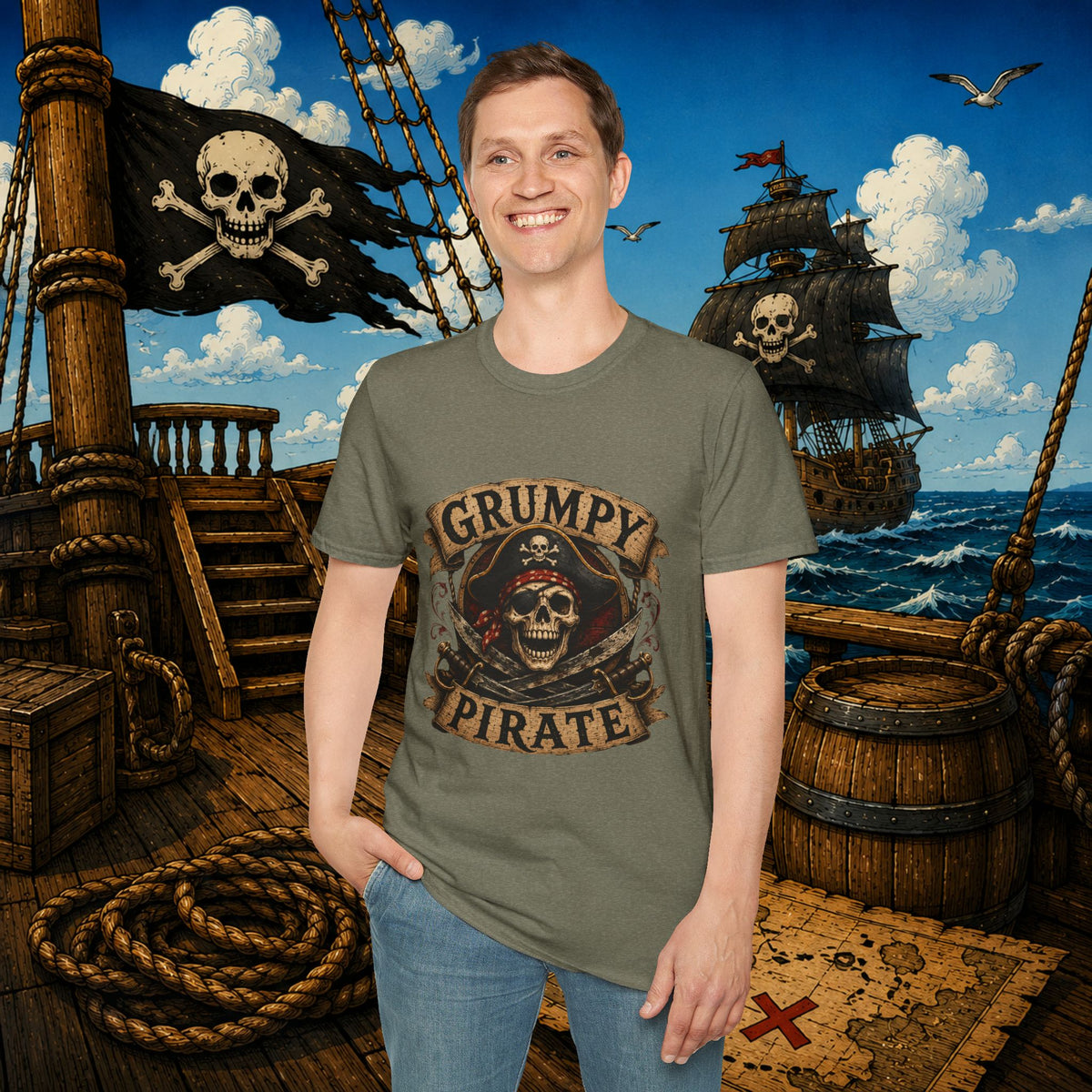 Grumpy Pirate Skull T-Shirt
