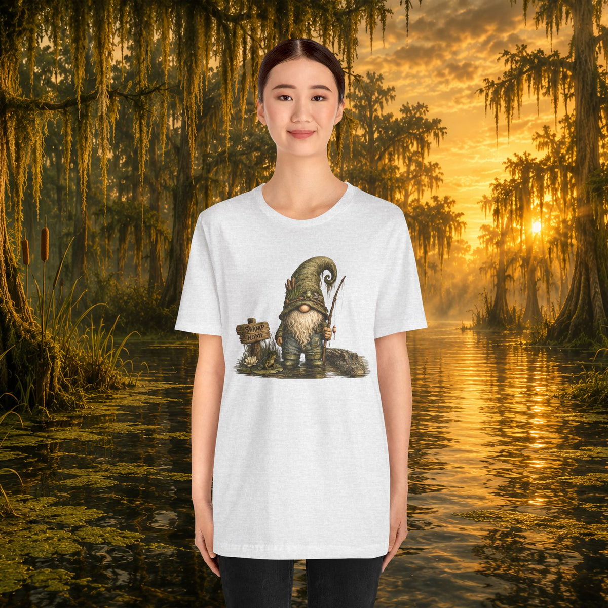 Swamp Gnome Shirt, Southern Swamp Life Tee, Fishing Gnome T-Shirt, Bayou Gnome Shirt, Alligator Gnome, Frog Lover Gift, Country Swamp Shirt
