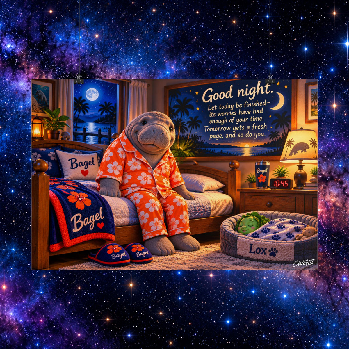 Good Night Bagel Rolled Poster