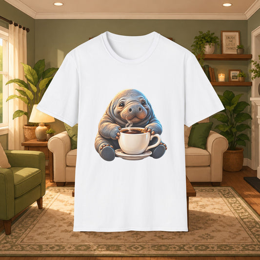 Manatee Drinking Coffee T-Shirt
