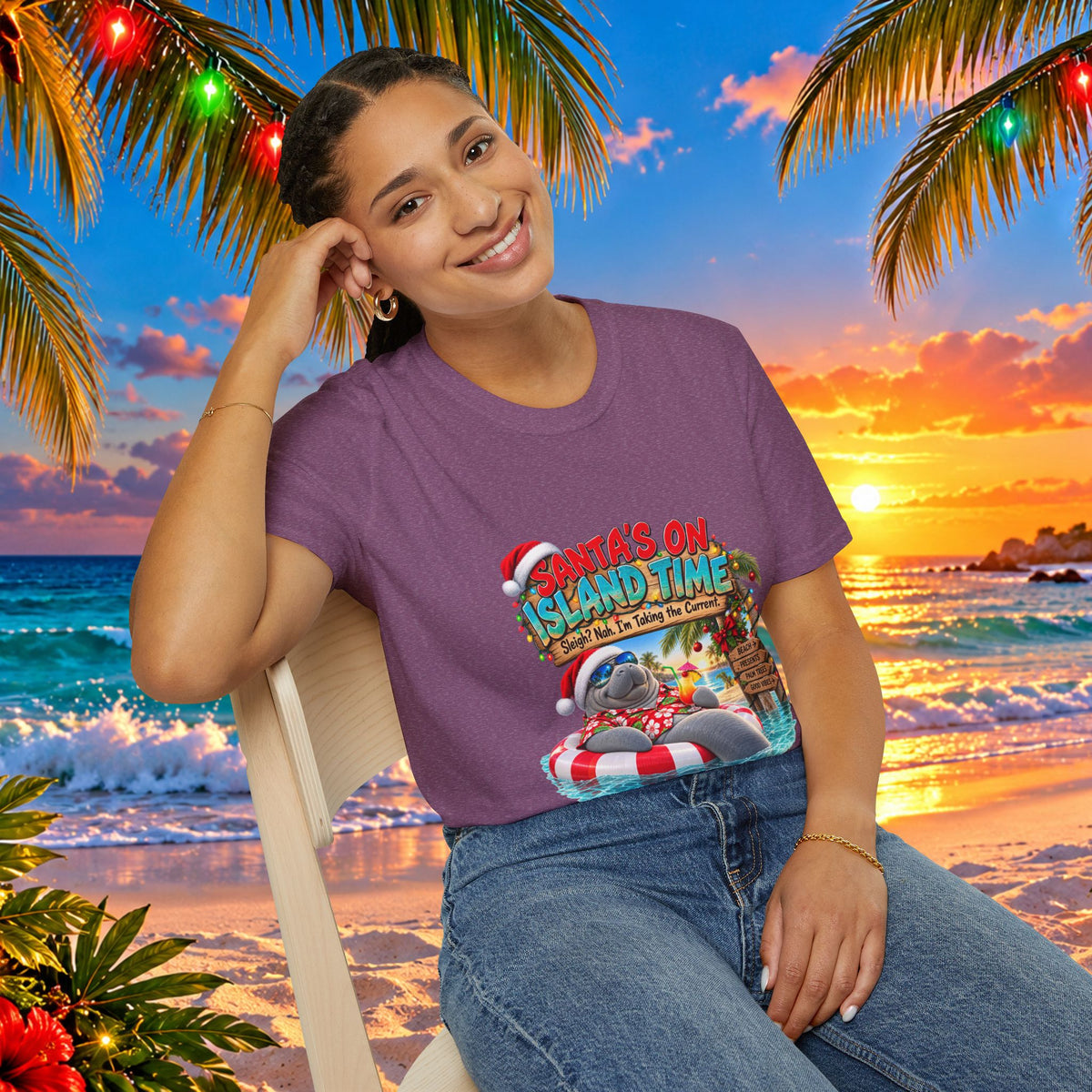 Santa’s on Island Time Christmas Beach T-Shirt