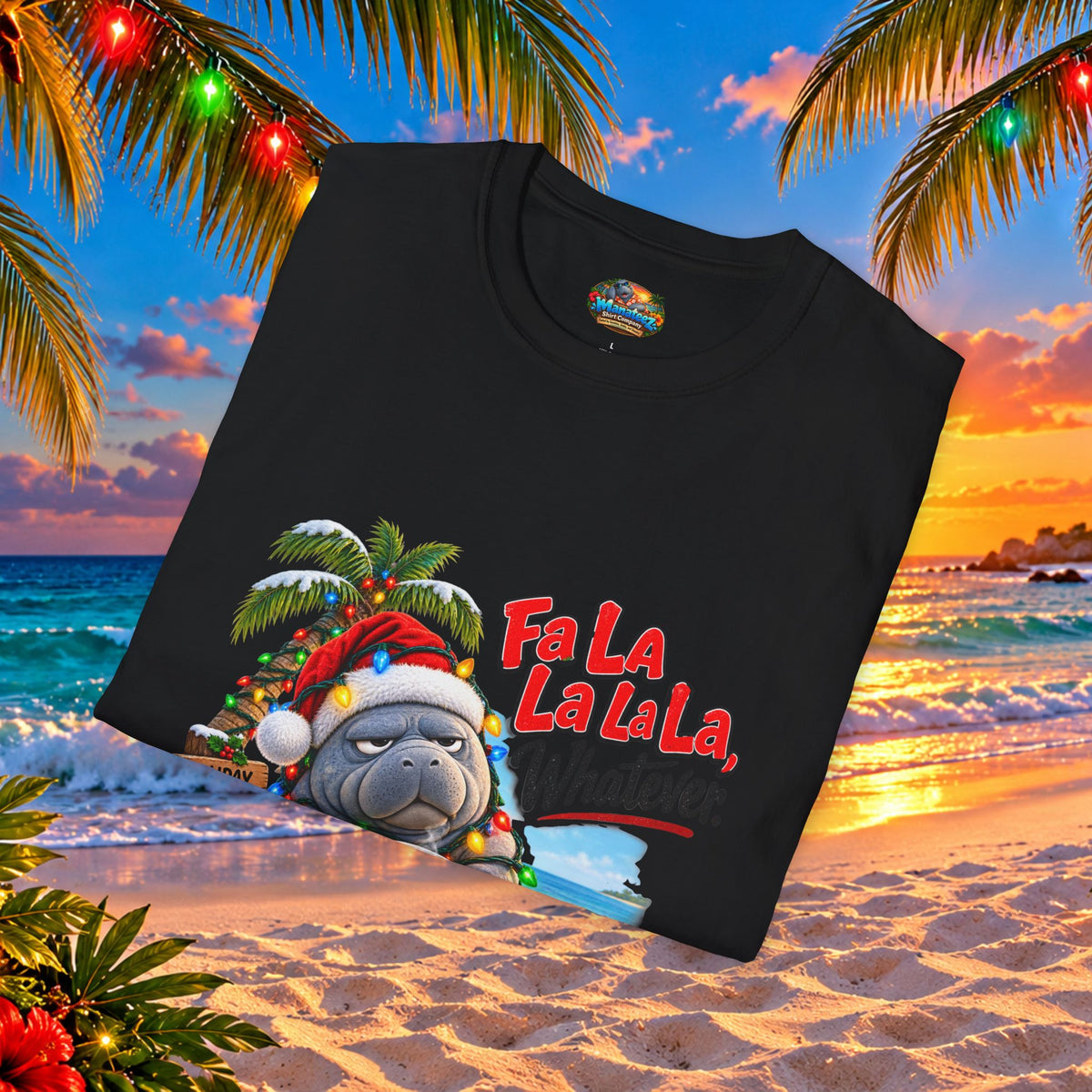 Fa La La La La Tropical Christmas Manatee T-Shirt