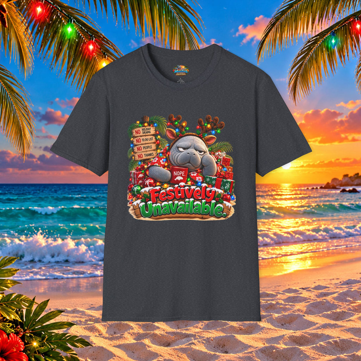 Festively Unavailable Christmas Manatee T-Shirt