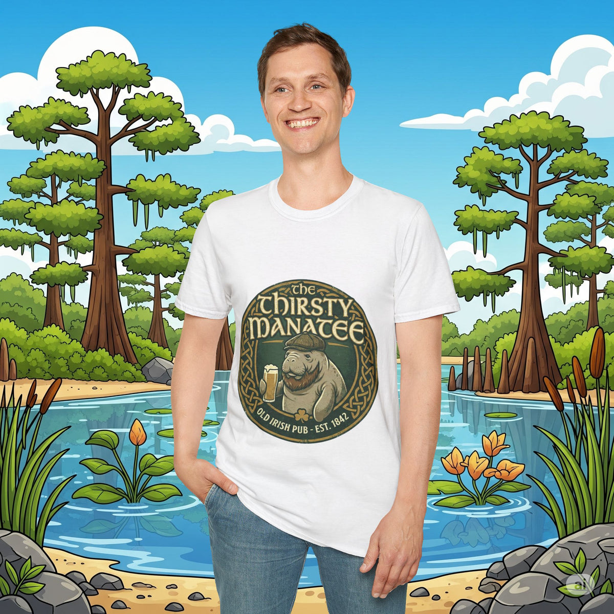 Thirsty Manatee Pub Emblem T-Shirt