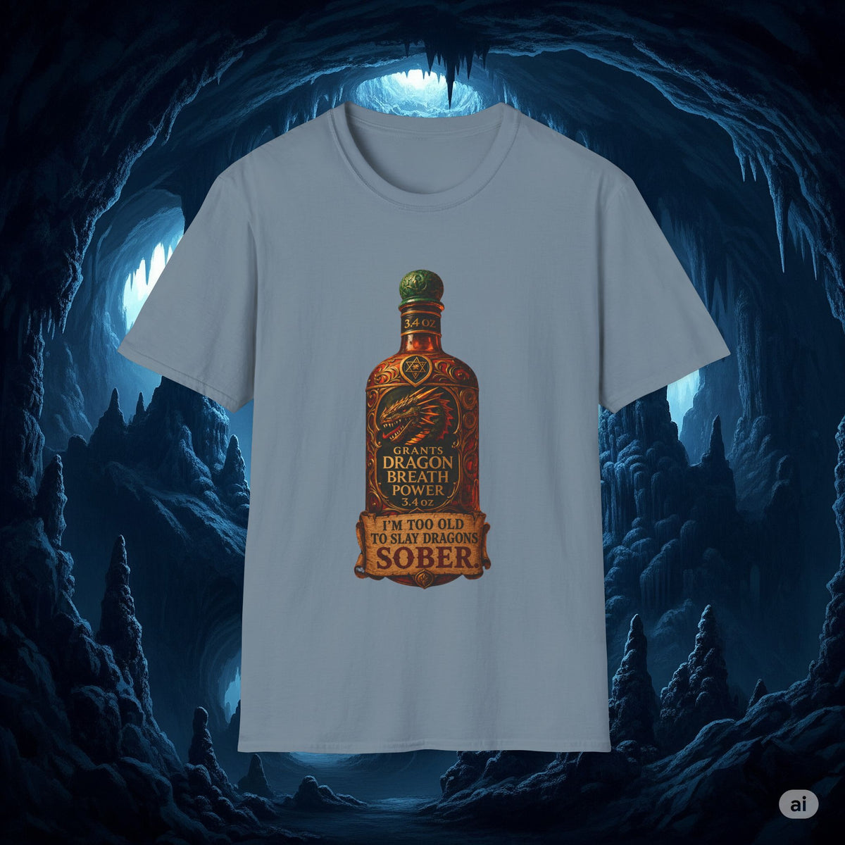 I'm Too Old to Slay Dragons Sober Shirt – Funny Dragon Breath Potion Fantasy T-Shirt