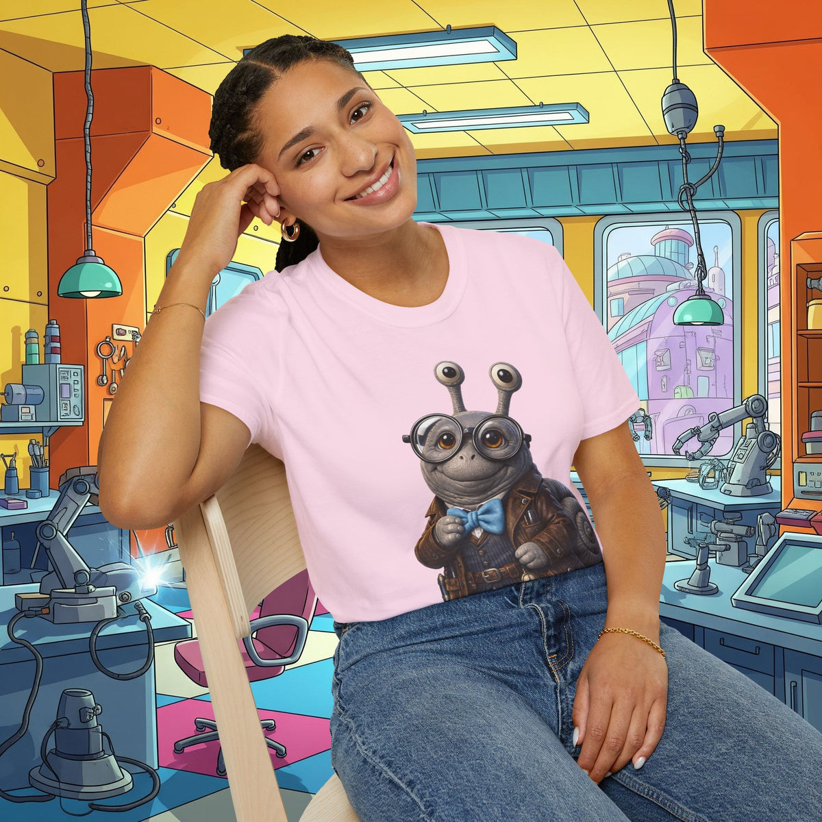 Cute Nerdy Snail Shirt | Steampunk Professor Snail Graphic Tee | Funny Bookworm Animal T-Shirt