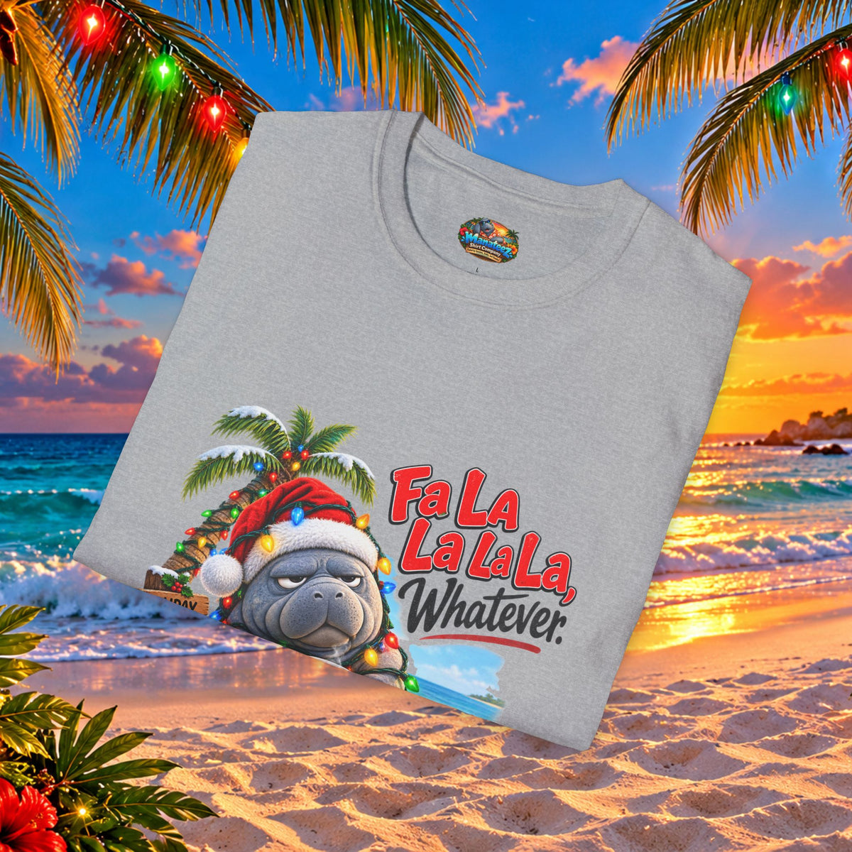 Fa La La La La Tropical Christmas Manatee T-Shirt