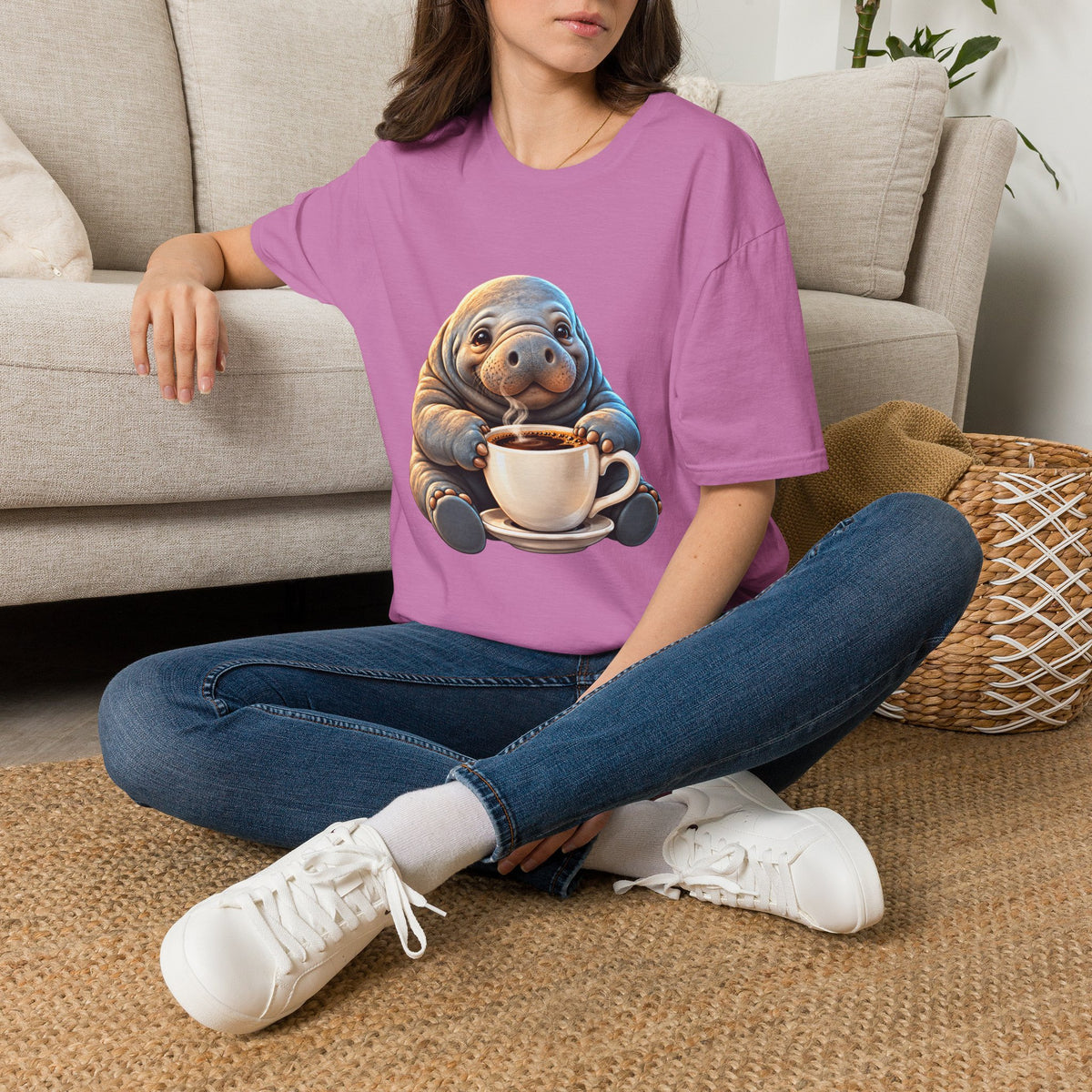 Manatee Drinking Coffee T-Shirt
