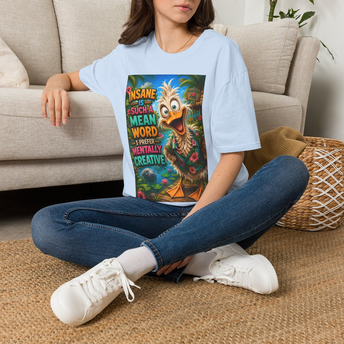 Insane Is Such a Mean Word I Prefer Mentally Creative Funny Duck Shirt | Crazy Ostrich Hawaiian Tee   Background