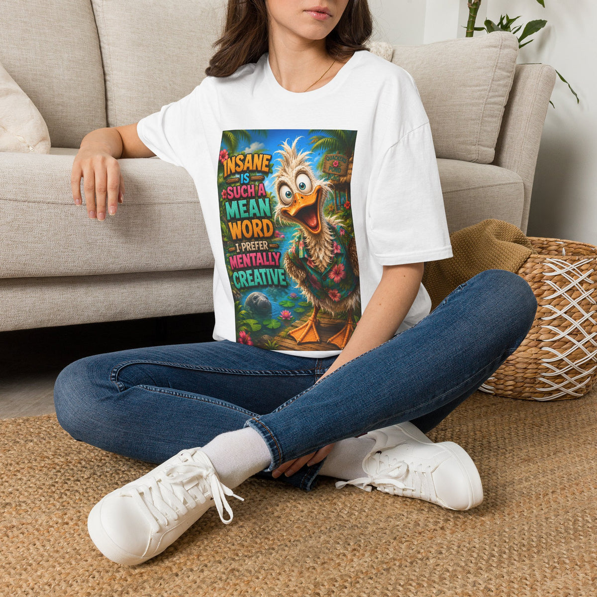 Insane Is Such a Mean Word I Prefer Mentally Creative Funny Duck Shirt | Crazy Ostrich Hawaiian Tee   Background