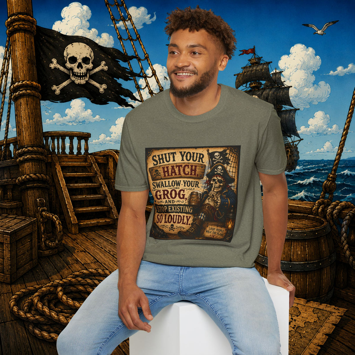 Shut Your Hatch Swallow Your Grog Pirate T-Shirt