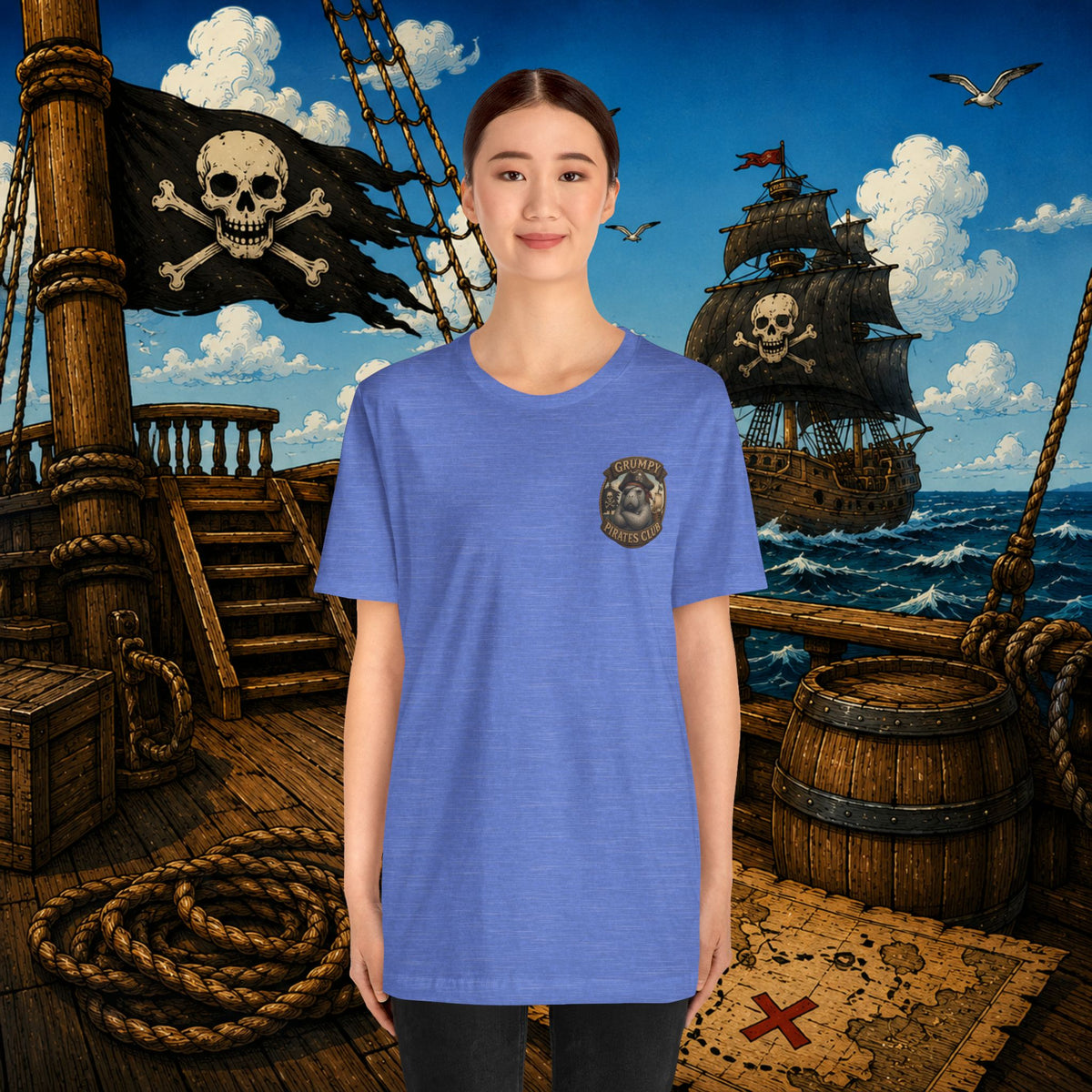 Beware of Old Pirates With Nothing Left to Prove | Grumpy Pirate Club Manatee T-Shirt