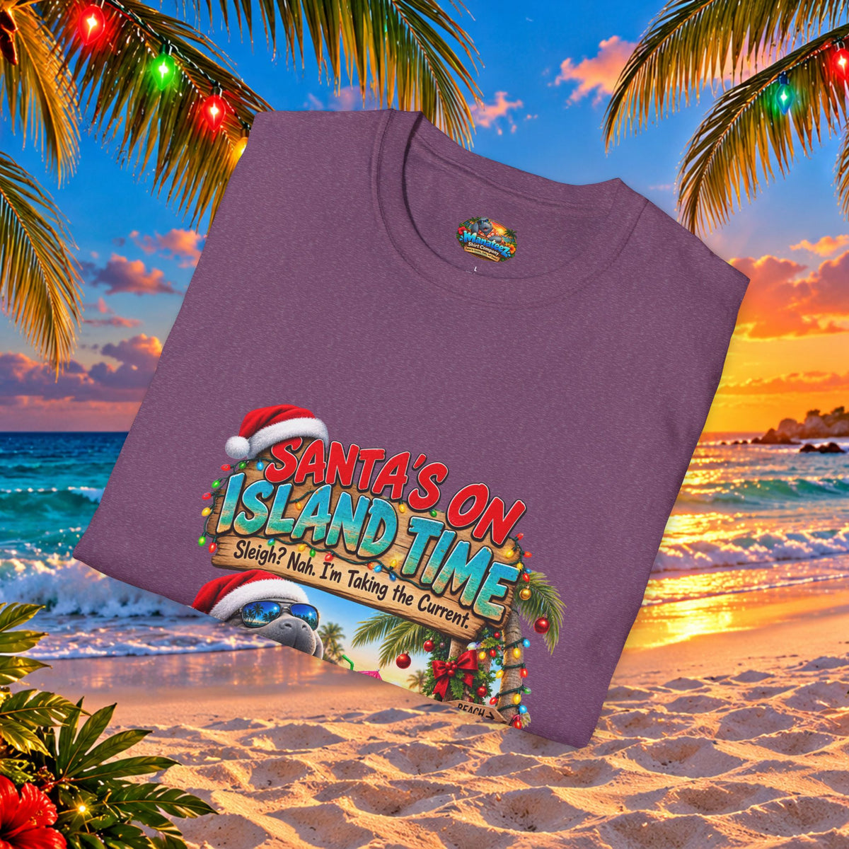 Santa’s on Island Time Christmas Beach T-Shirt