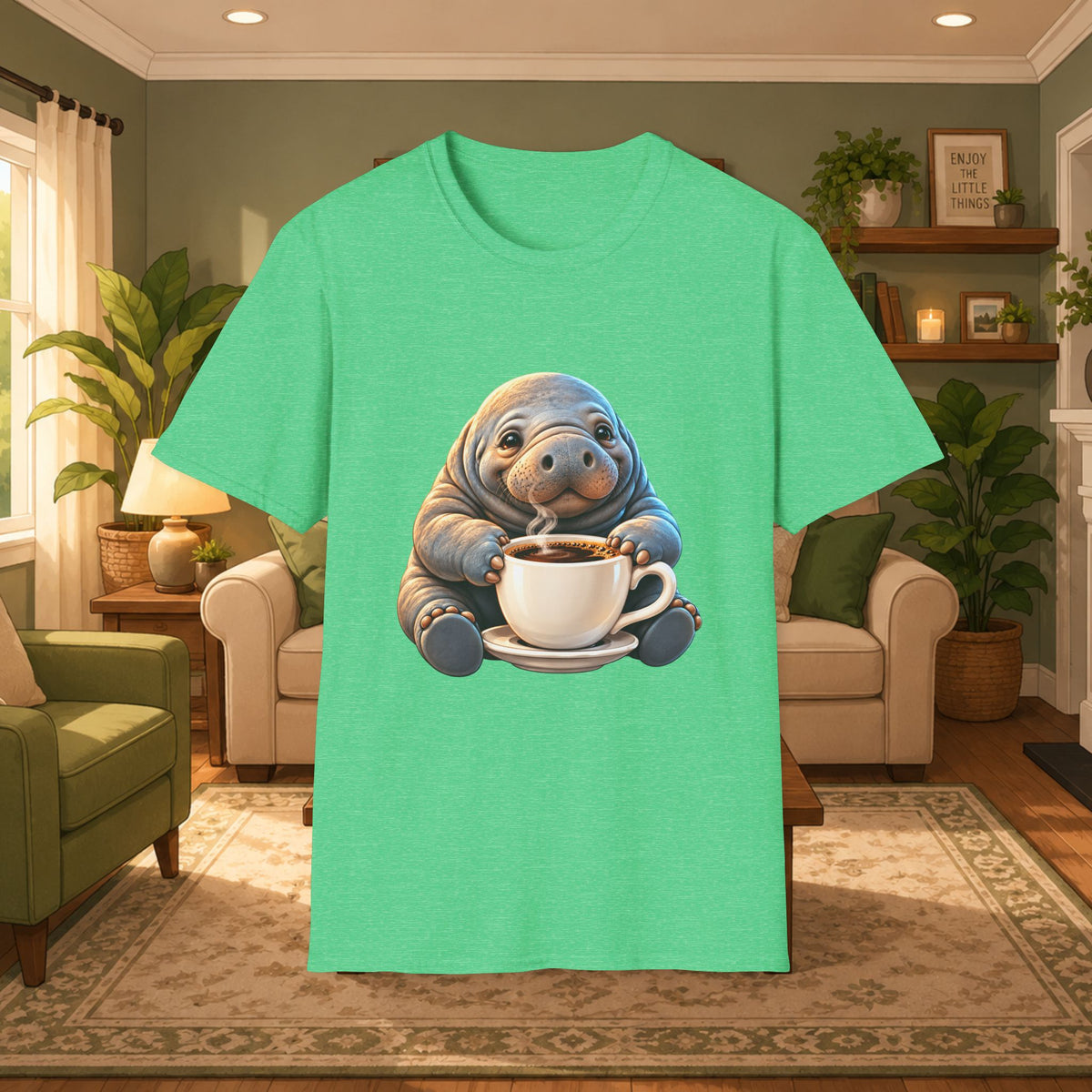 Manatee Drinking Coffee T-Shirt