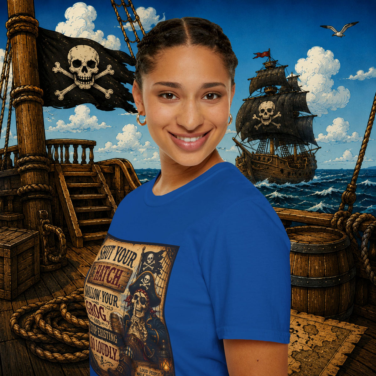 Shut Your Hatch Swallow Your Grog Pirate T-Shirt