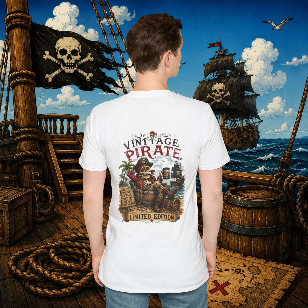 Vintage Pirate Limited Edition – Funny Aging Pirate Skeleton T-Shirt | Old Pirate Humor Tee