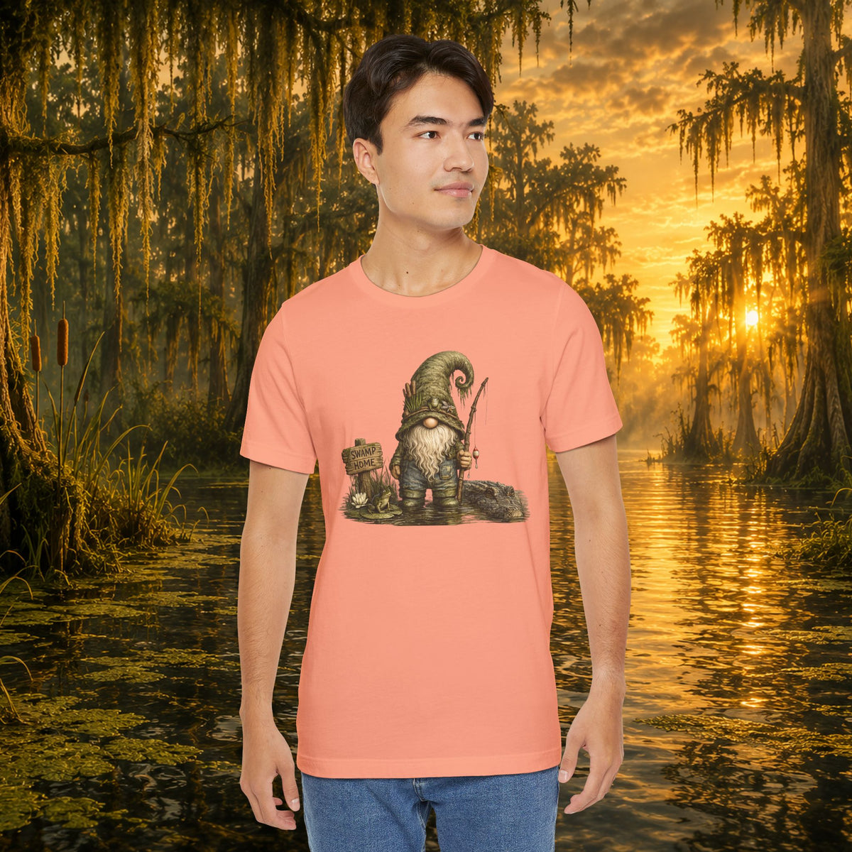 Swamp Gnome Shirt, Southern Swamp Life Tee, Fishing Gnome T-Shirt, Bayou Gnome Shirt, Alligator Gnome, Frog Lover Gift, Country Swamp Shirt