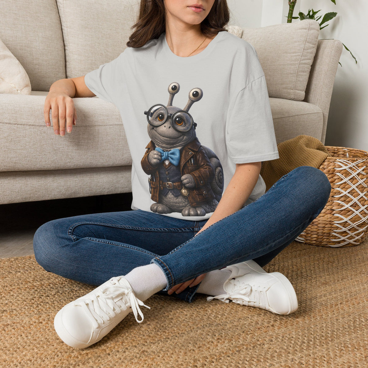 Cute Nerdy Snail Shirt | Steampunk Professor Snail Graphic Tee | Funny Bookworm Animal T-Shirt