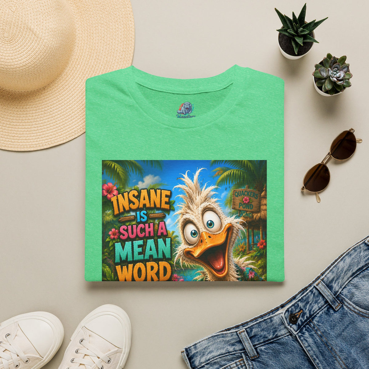 Insane Is Such a Mean Word I Prefer Mentally Creative Funny Duck Shirt | Crazy Ostrich Hawaiian Tee   Background