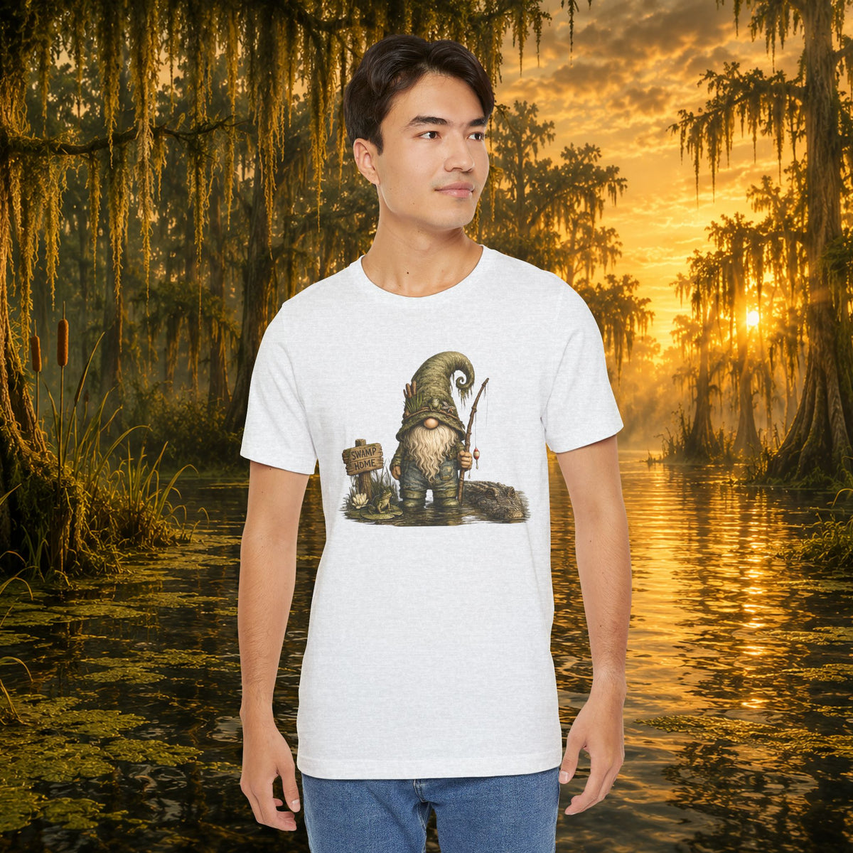 Swamp Gnome Shirt, Southern Swamp Life Tee, Fishing Gnome T-Shirt, Bayou Gnome Shirt, Alligator Gnome, Frog Lover Gift, Country Swamp Shirt