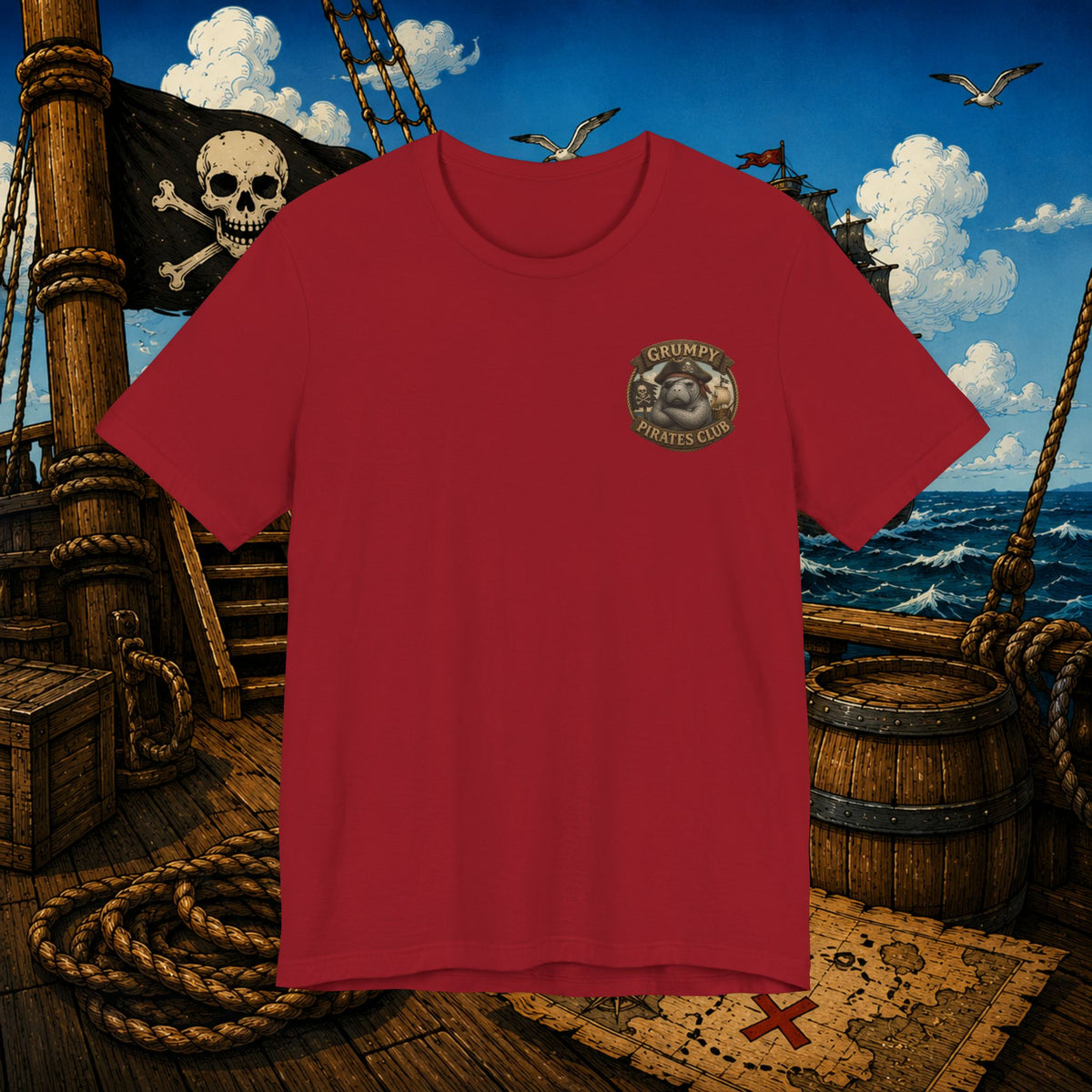 Grumpier Than a Manatee Without Snacks | Funny Pirate Manatee T-Shirt