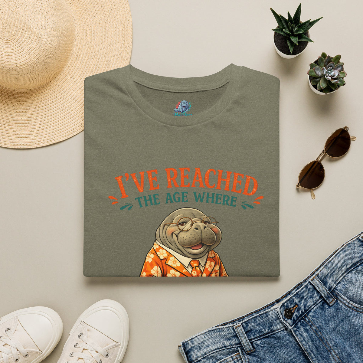 I've Reached the Age Where My Opinion Is a Public Service Shirt | Funny Manatee Tee | Senior Humor Graphic T-Shirt