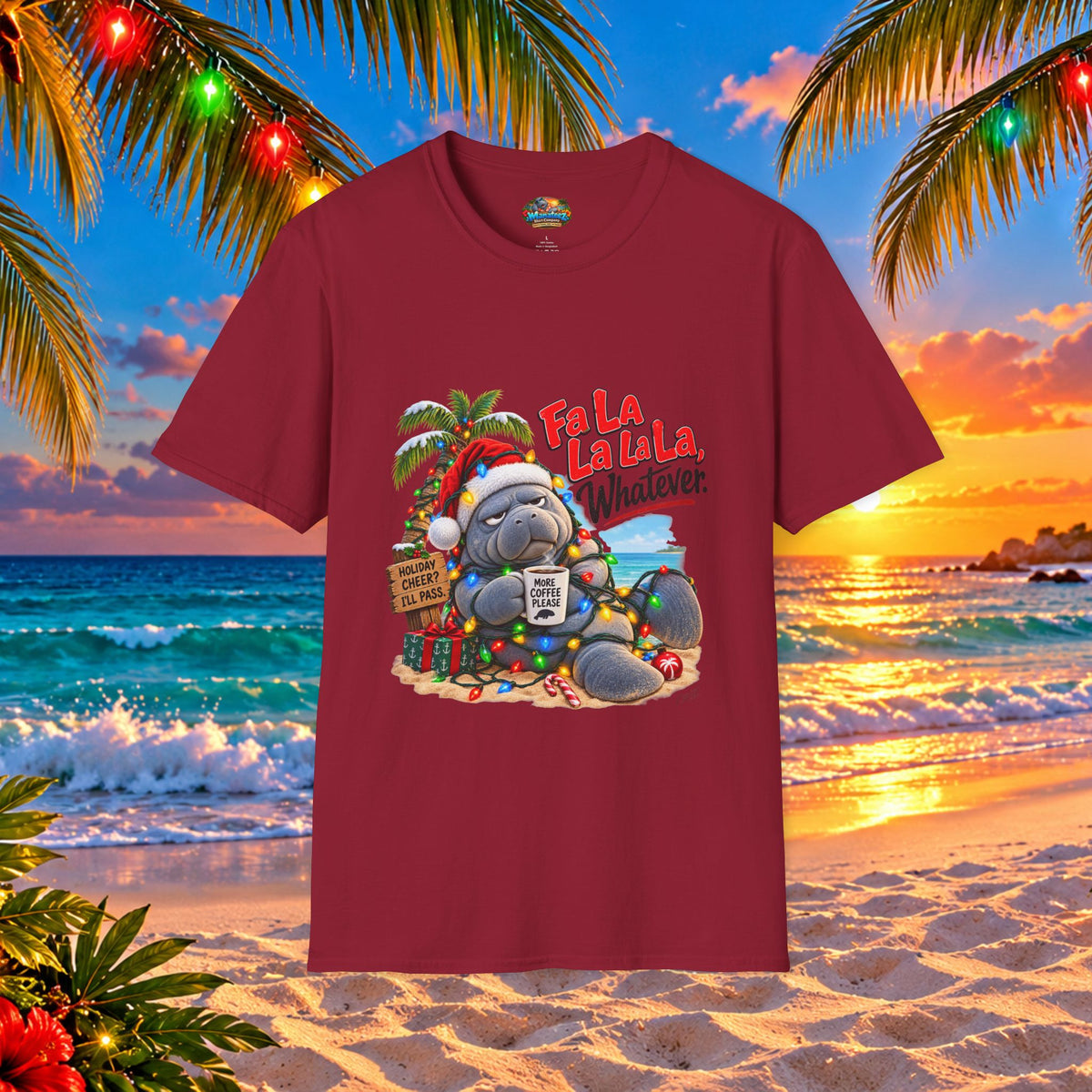 Fa La La La La Tropical Christmas Manatee T-Shirt