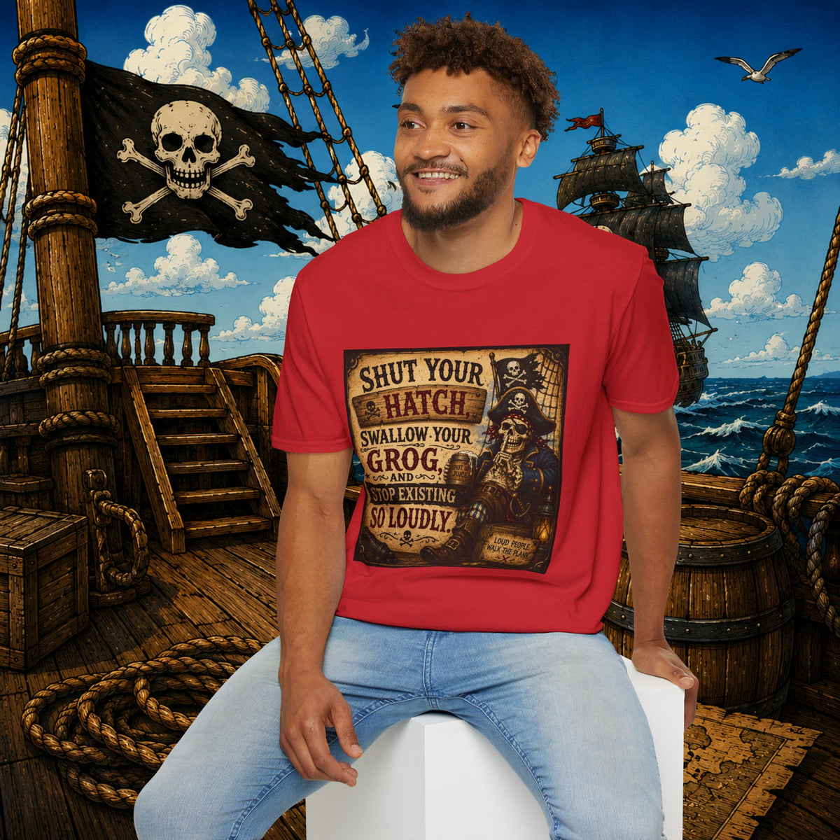 Shut Your Hatch Swallow Your Grog Pirate T-Shirt