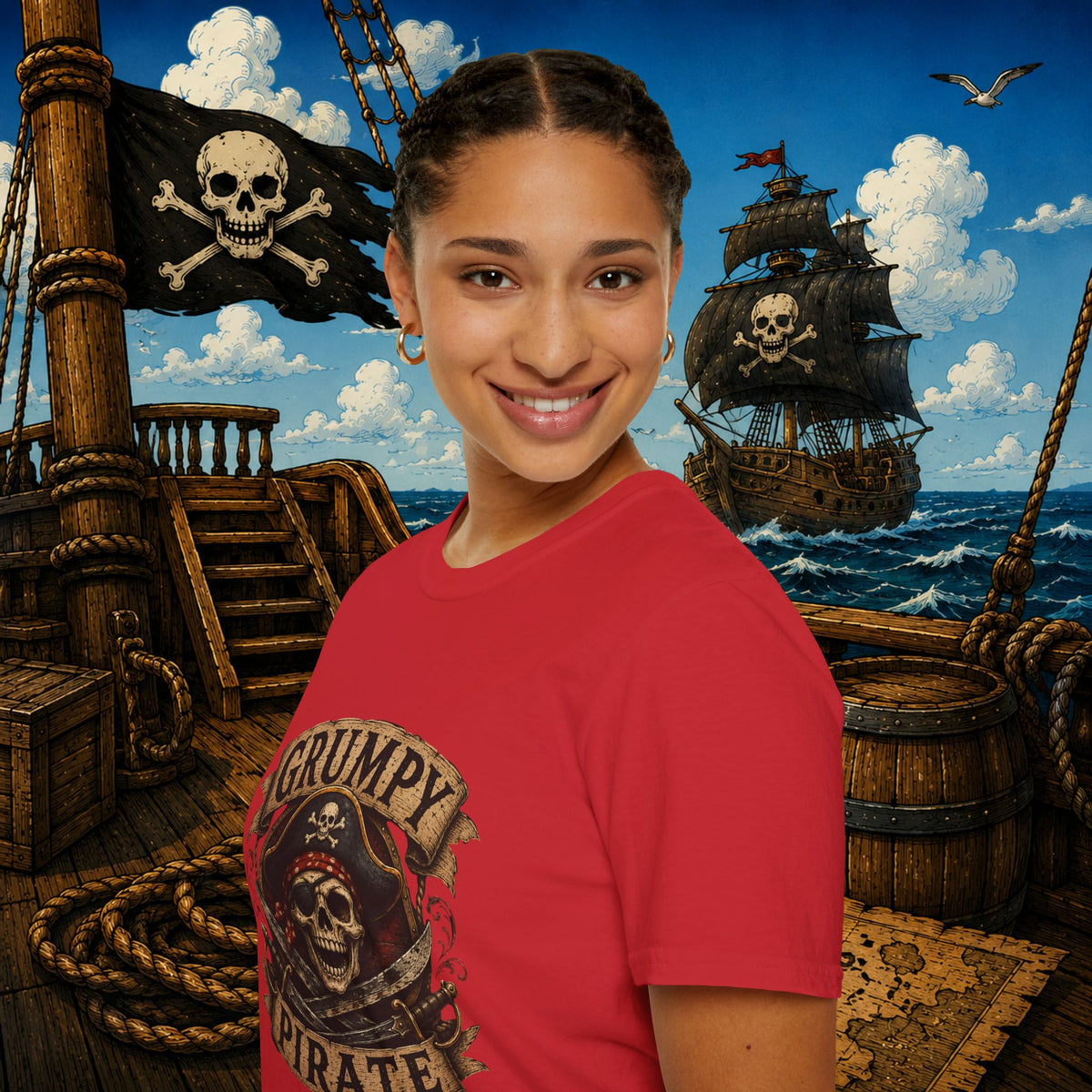 Grumpy Pirate Skull T-Shirt