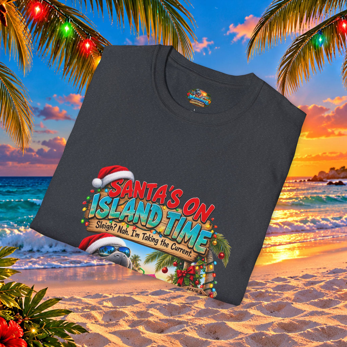 Santa’s on Island Time Christmas Beach T-Shirt