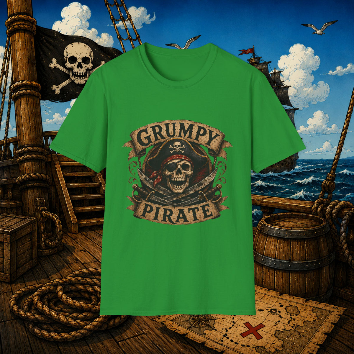 Grumpy Pirate Skull T-Shirt