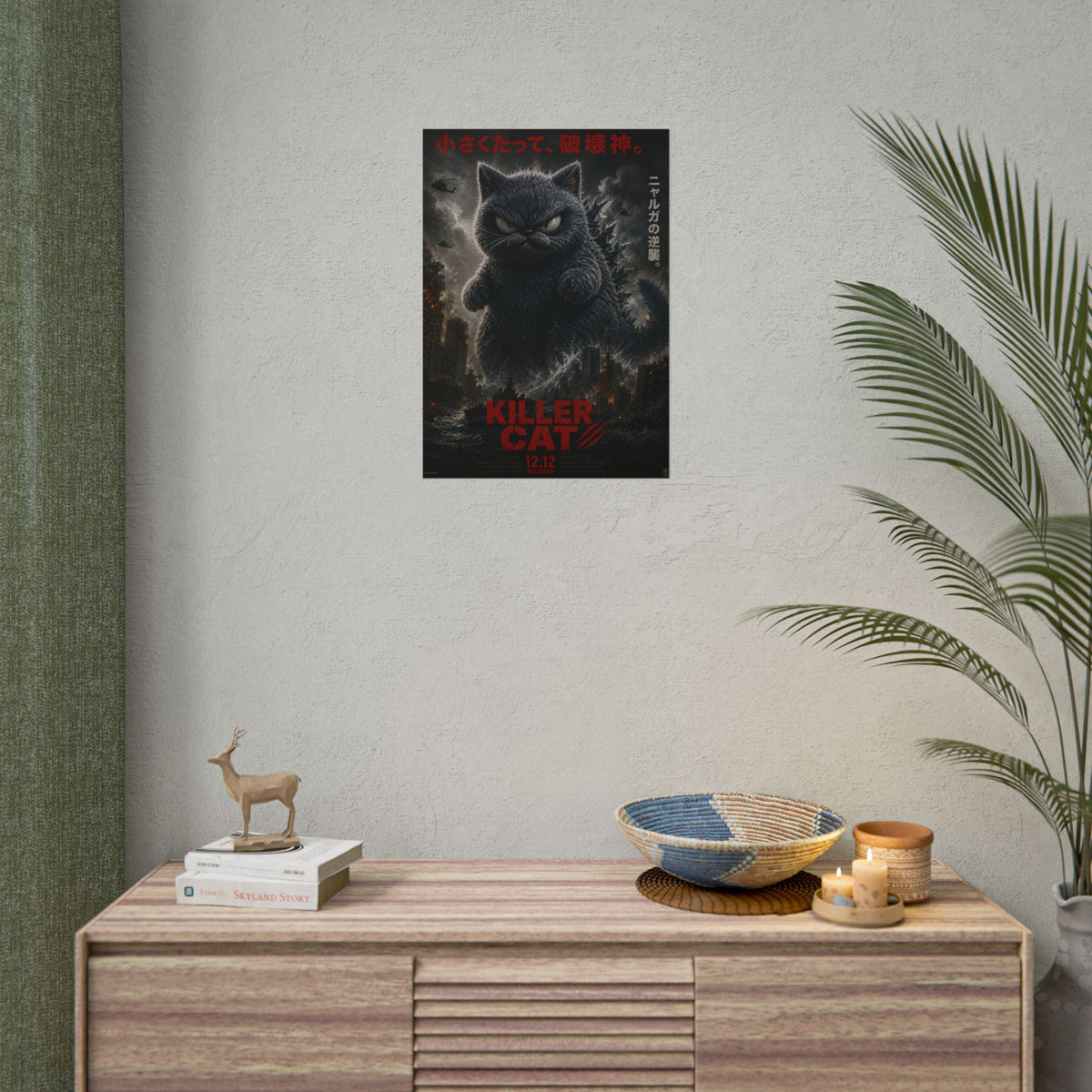 Copy of Rolled Poster – Giant Angry Cat Kaiju Anime Wall Art