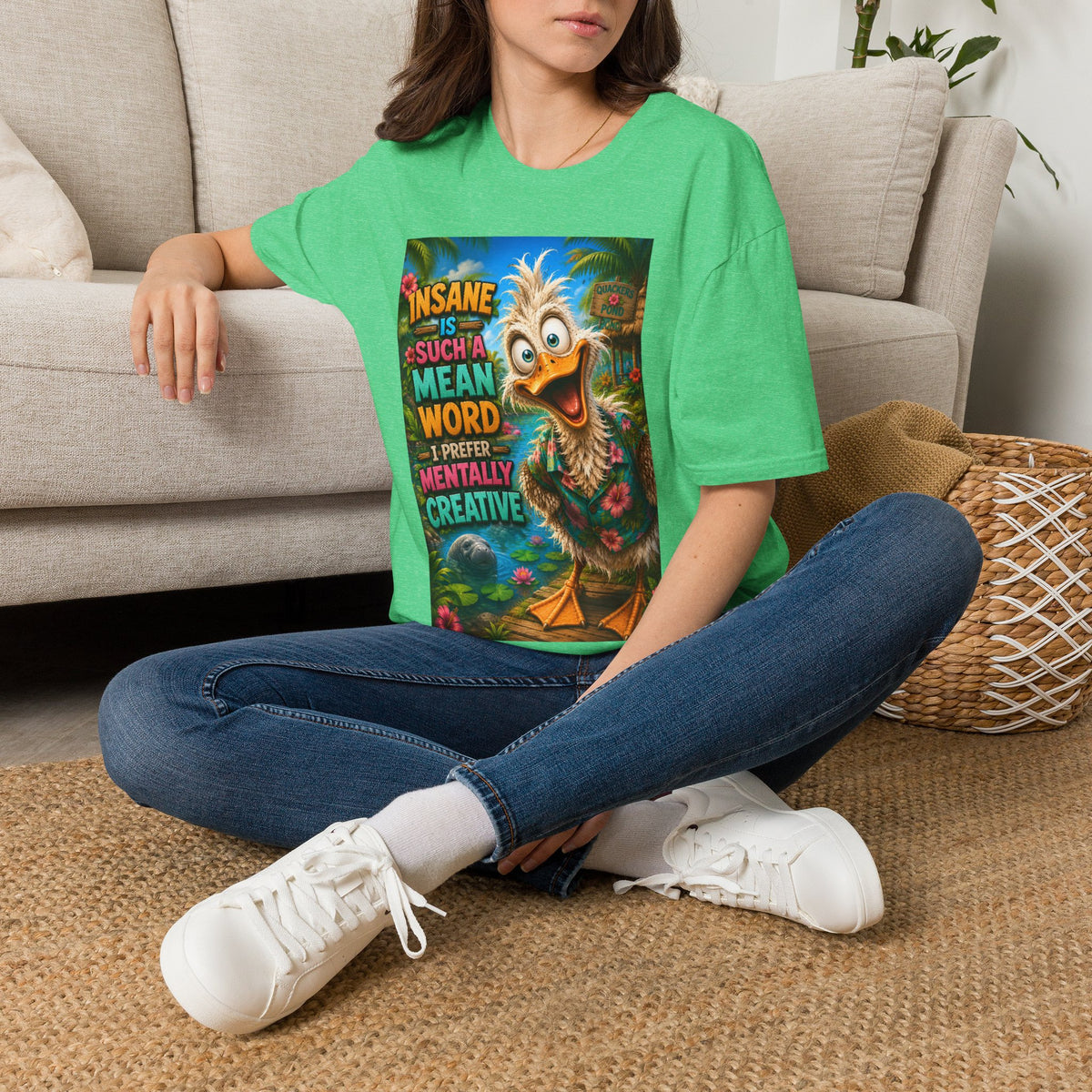 Insane Is Such a Mean Word I Prefer Mentally Creative Funny Duck Shirt | Crazy Ostrich Hawaiian Tee   Background